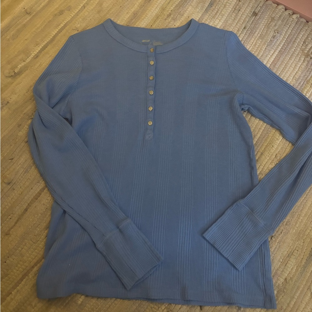 Aerie Light Blue Waffle Knit Henley